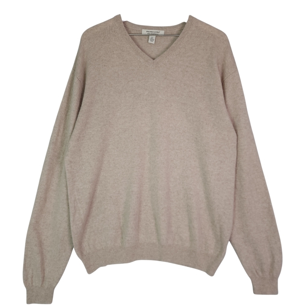 Pronto Uomo Cashmere Men's Beige V-Neck Sweater